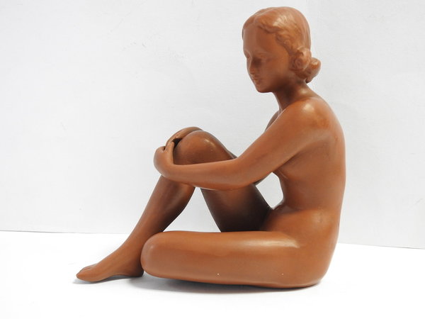 Goebel Keramik Figur, Frauenakt, braun