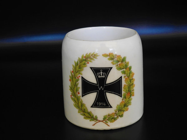 Kleiner patriotischer Bierkrug, Eisernes Kreuz I. WK, 0,3 liter