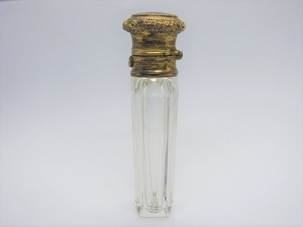 Antikes Parfumflakon im orig. Leder Etui, Frankreich, Silber um 1850, top Zustand, MUSEAL !
